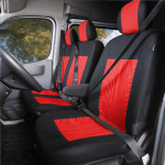 Universal Car Seat Covers for Transporter Truck Front Car Seat Covers 3D Tyre Track Pattern 2+1 Driver's Seat + 2 Passenger Seat Bench Protector Covers Red