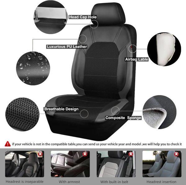 Leather seat Covers,Automotive Universal Fit Airbag Compatible fits Most Cars - Image 2