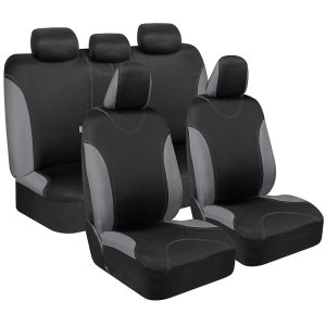 BDK UltraSleek Gray Seat Covers for Cars, Two-Tone Front Seat Covers with Matching Back Car Seat Cover, Made to Fit Most Auto Truck Van SUV, Interior Car Accessories, Car Seat...