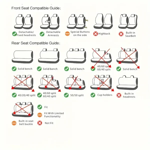 PU Leather Breathable Front Rear Seat Cover - Image 6