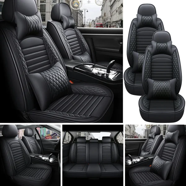 5-Seats PU Leather Universal Car Seat Covers Full set - Image 3