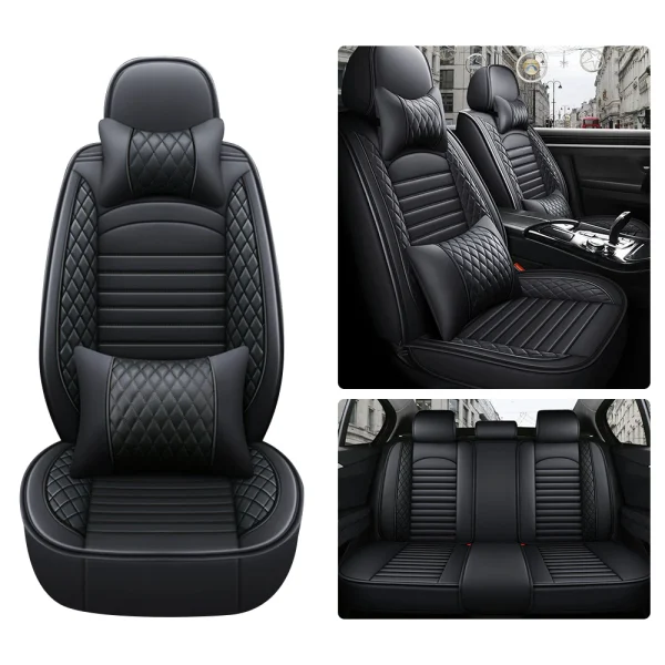 5-Seats PU Leather Universal Car Seat Covers Full set - Image 5
